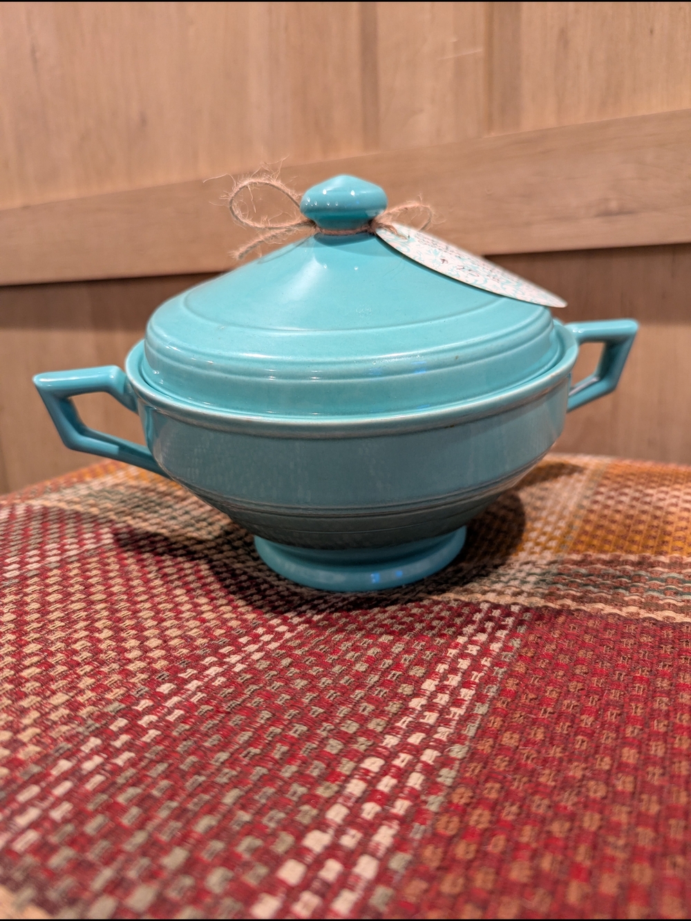 Vernon Kilns Early California Turquoise Soup Tureen